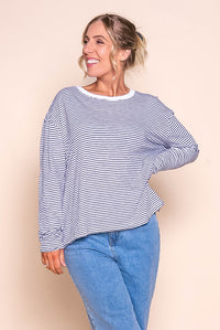 Hutch L/S Tee in White/Black Stripe - Foxwood