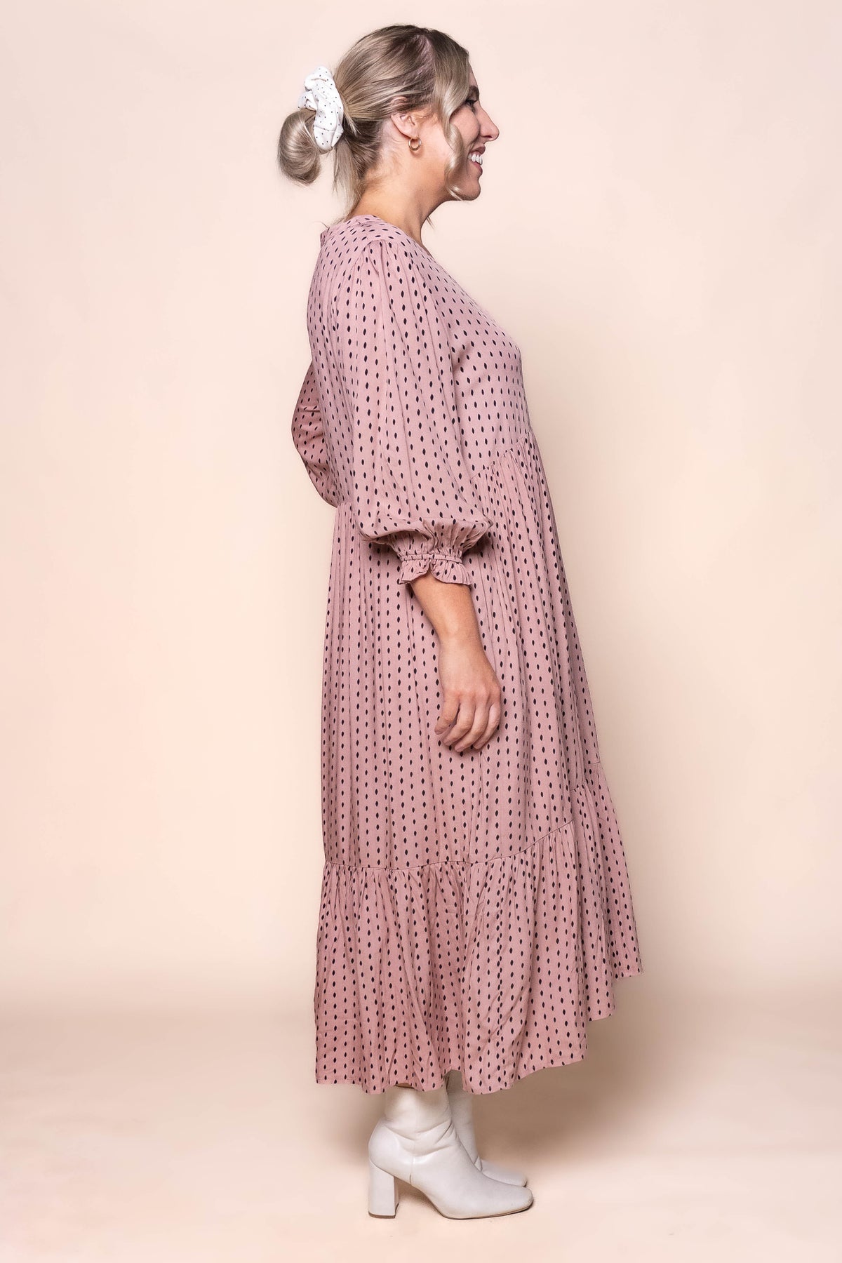 Vicky Midi Dress in Dusty Pink