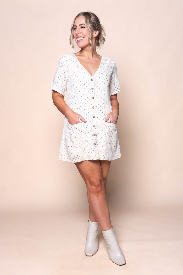 Elise Polka Dot Mini Dress in Vintage Cream