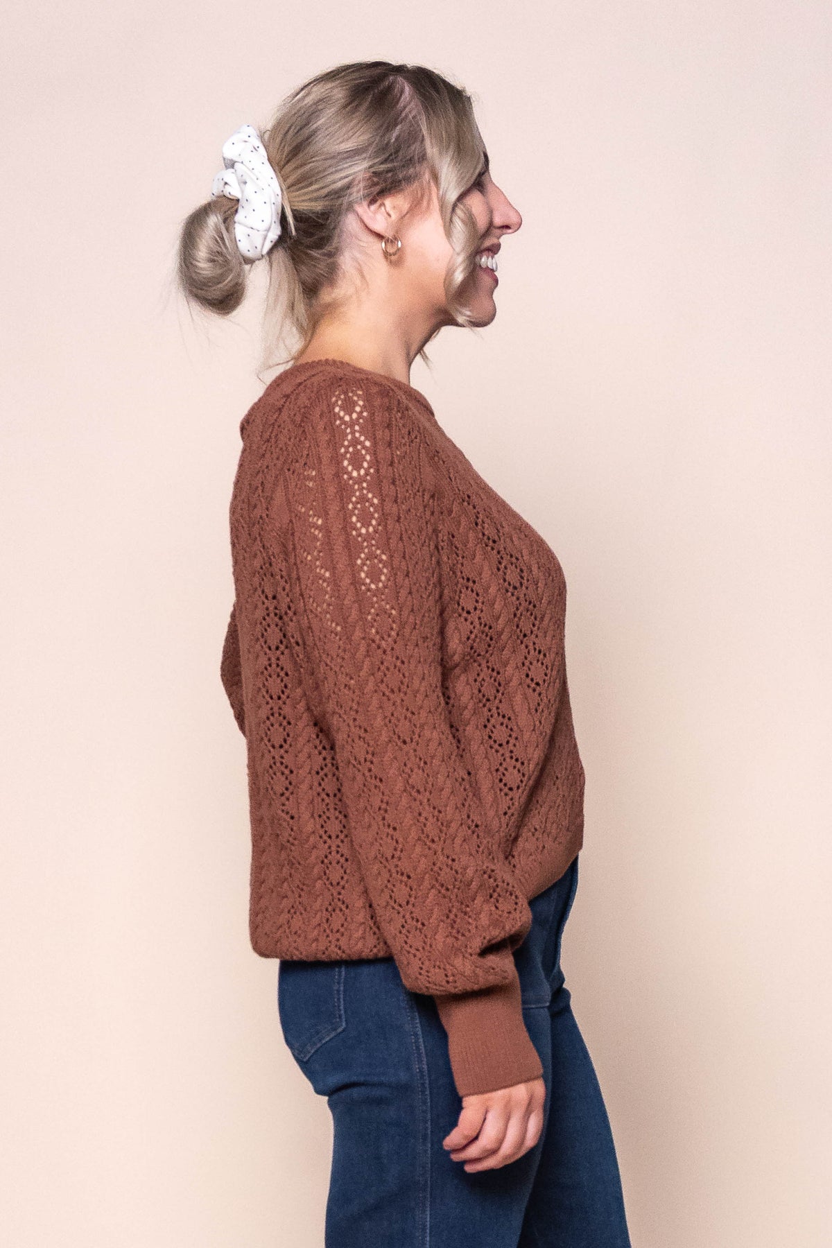 Sammy Cocoon Cotton Knit Jumper in Chocolate