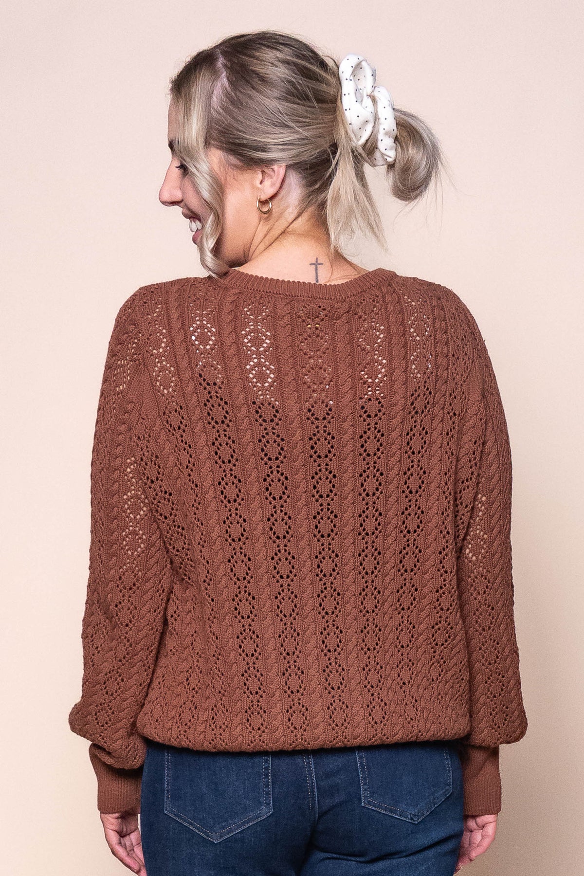 Sammy Cocoon Cotton Knit Jumper in Chocolate