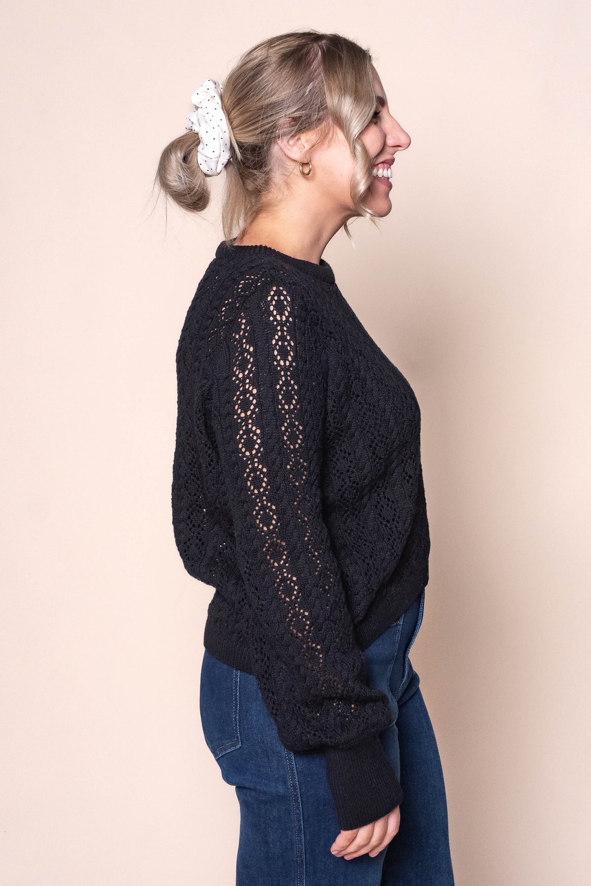 Sammy Cocoon Cotton Knit Jumper in Black