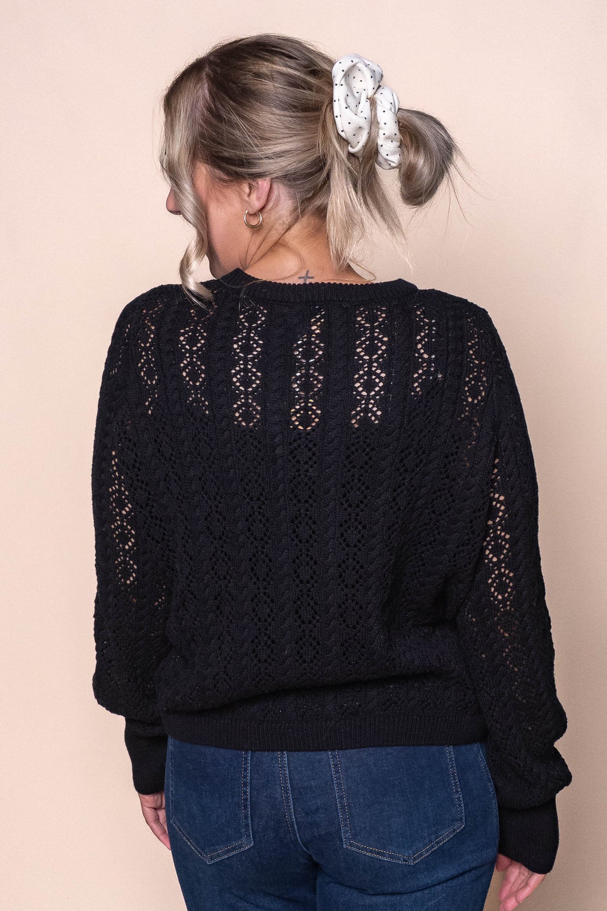 Sammy Cocoon Cotton Knit Jumper in Black