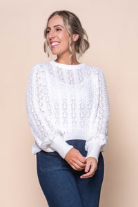 Sammy Cocoon Cotton Knit Jumper in White