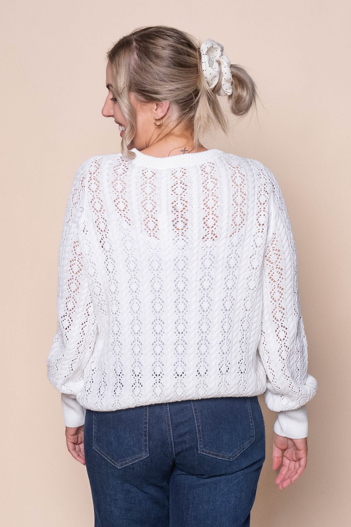 Sammy Cocoon Cotton Knit Jumper in White