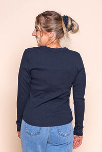Scoop L/S Rib Tee in Navy - Foxwood