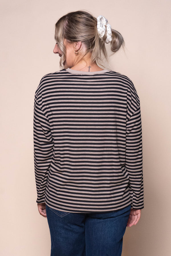 Dolcie L/S Stripe Tee in Black