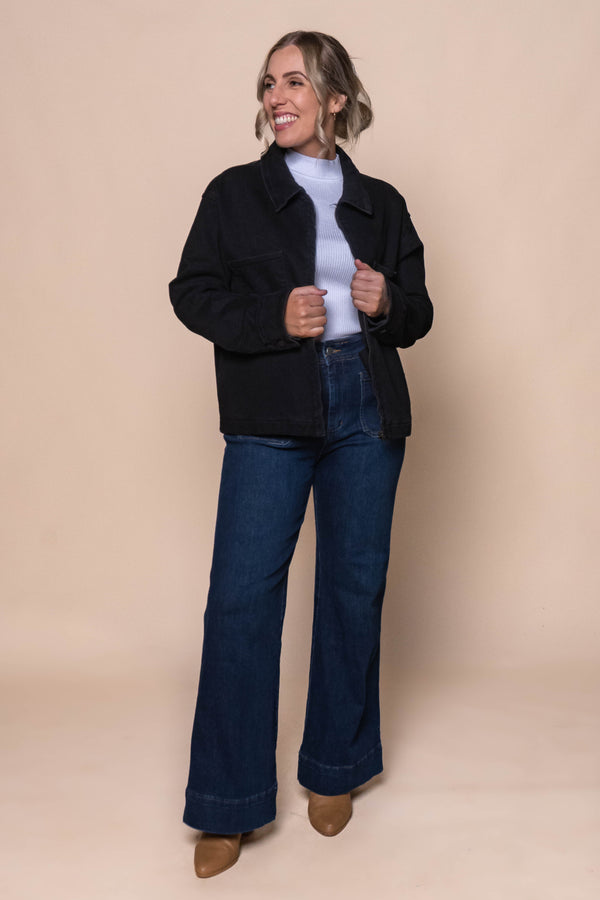 Wanetta Denim Shacket in Black