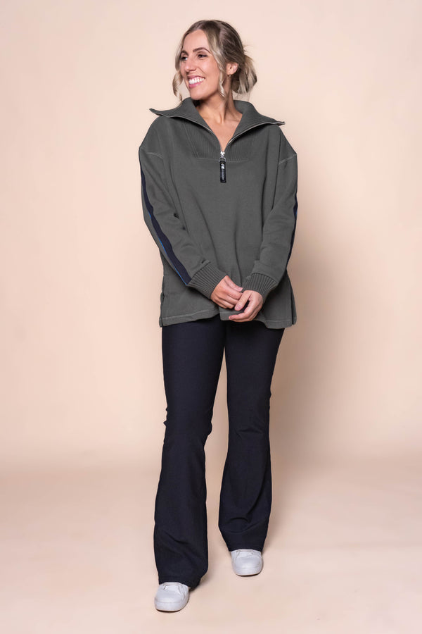 Knit Collar Crew in Khaki - Foxwood