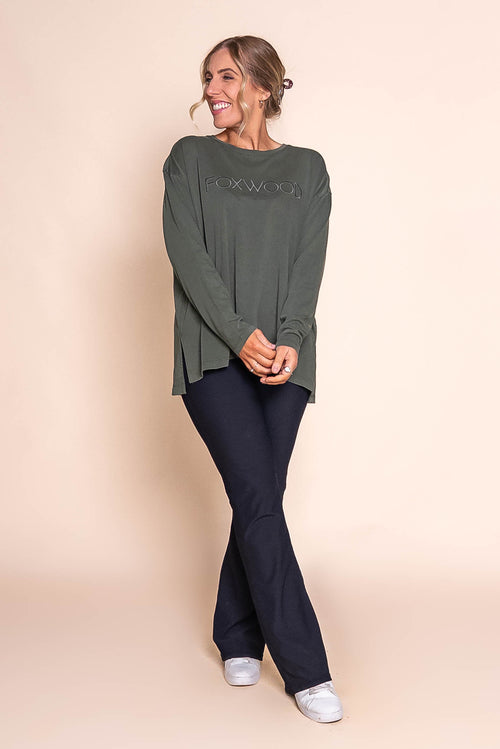 Simplified Long Sleeve Tee in Khaki - Foxwood