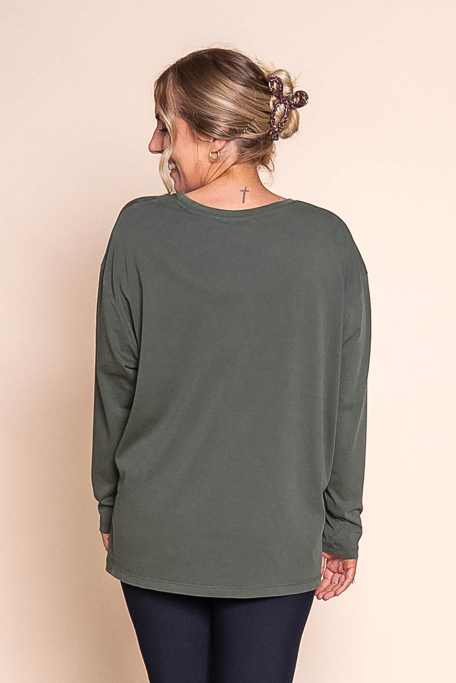 Simplified Long Sleeve Tee in Khaki - Foxwood