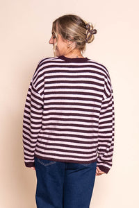 Flossie Stripe Knit Jumper in Wine - All About Eve