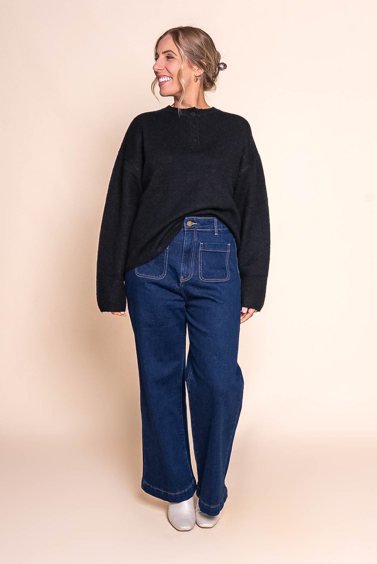 Fillipa Knit Jumper in Black - All About Eve