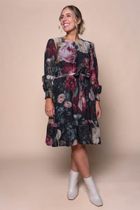 Michaela Floral Dress in Black