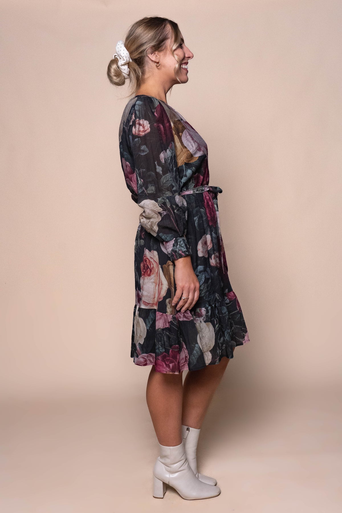 Michaela Floral Dress in Black