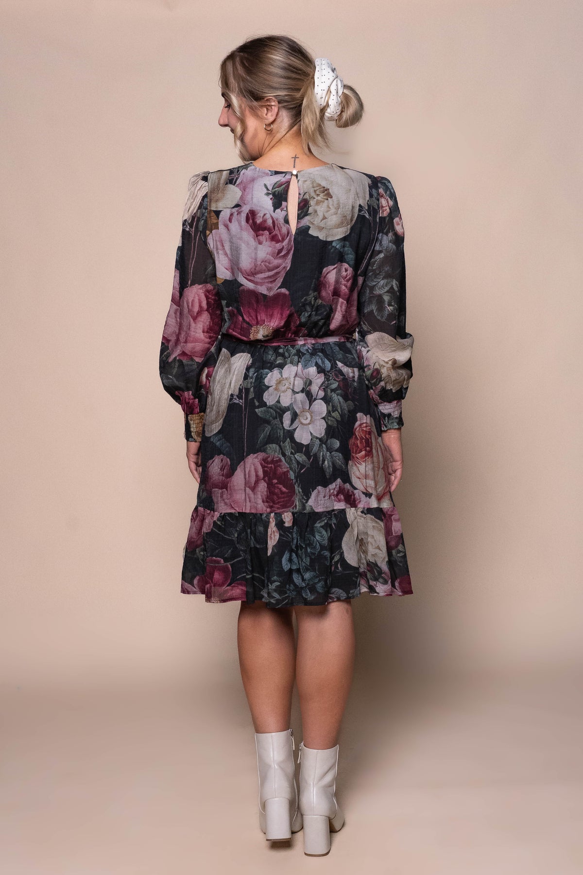 Michaela Floral Dress in Black