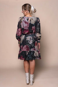 Michaela Floral Dress in Black