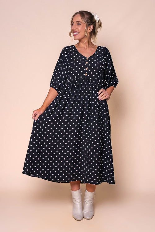 Frenchie Midi Dress in Black