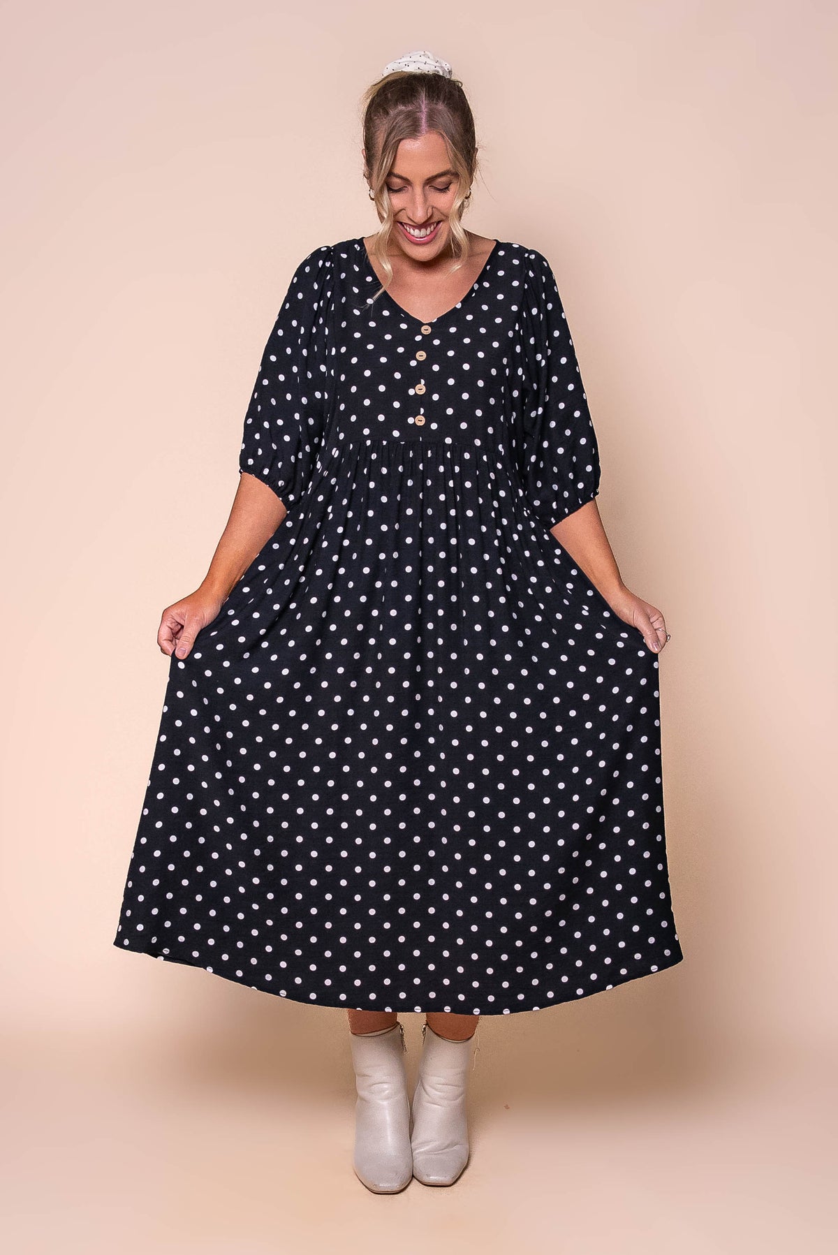 Frenchie Midi Dress in Black