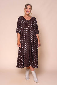 Frenchie Midi Dress in Chocolate