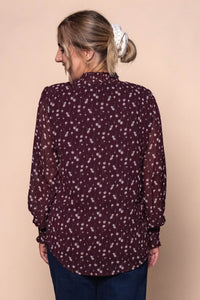 Bebe Ditsy Floral Top in Burgundy
