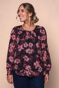 Cate Devoré Floral Top in Black