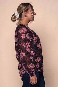 Cate Devoré Floral Top in Black