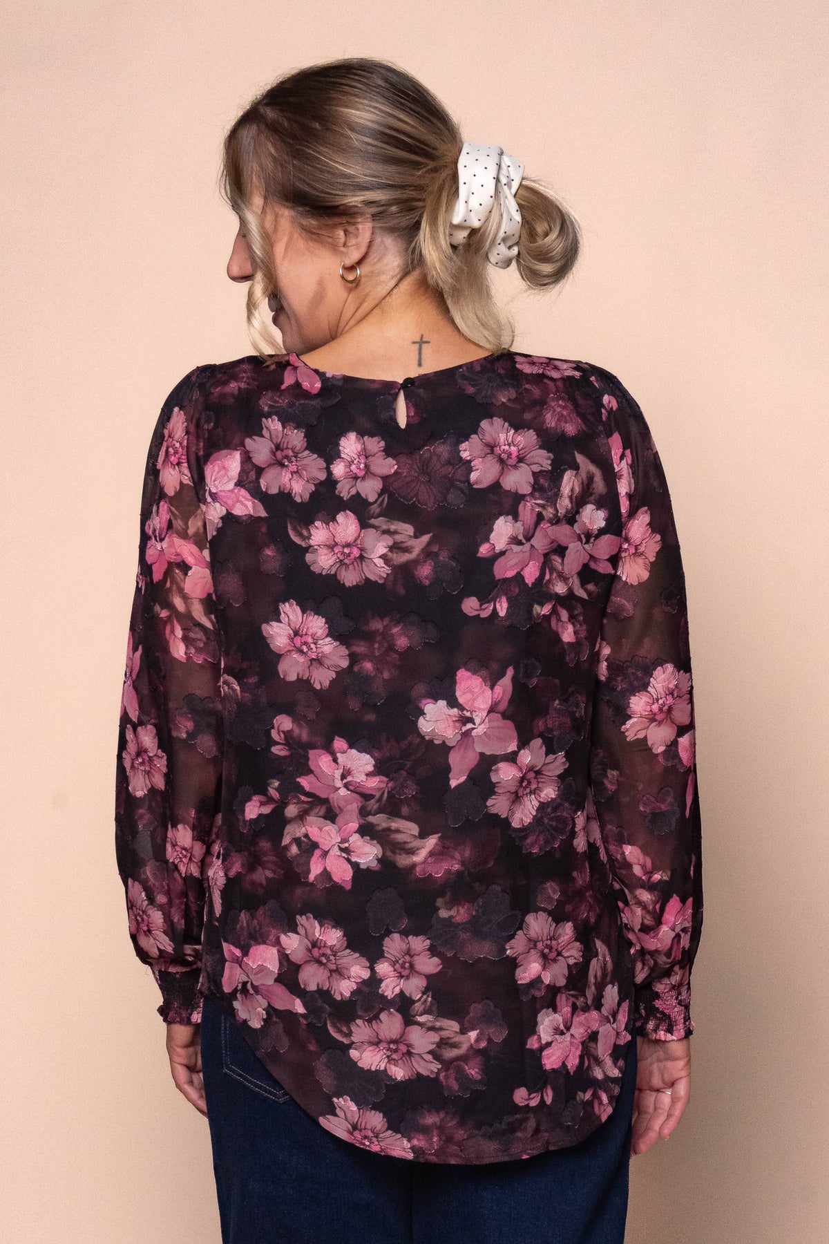 Cate Devoré Floral Top in Black