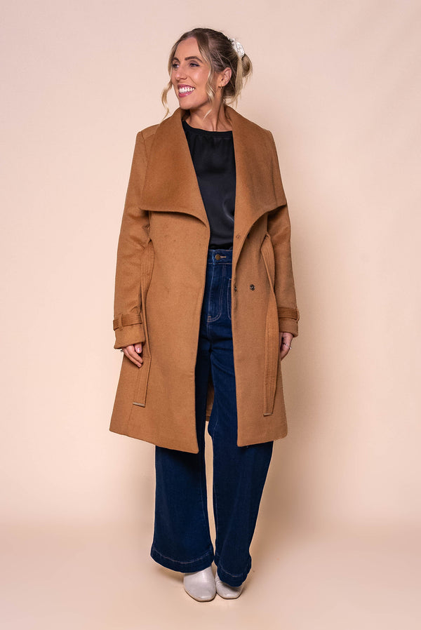 Justine Wrap Coat in Camel