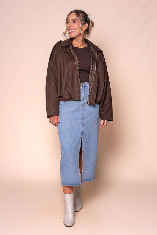 Rhianna Bomber Jacket in Chocolate