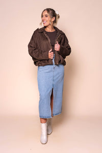 Rhianna Bomber Jacket in Chocolate