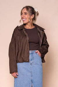 Rhianna Bomber Jacket in Chocolate
