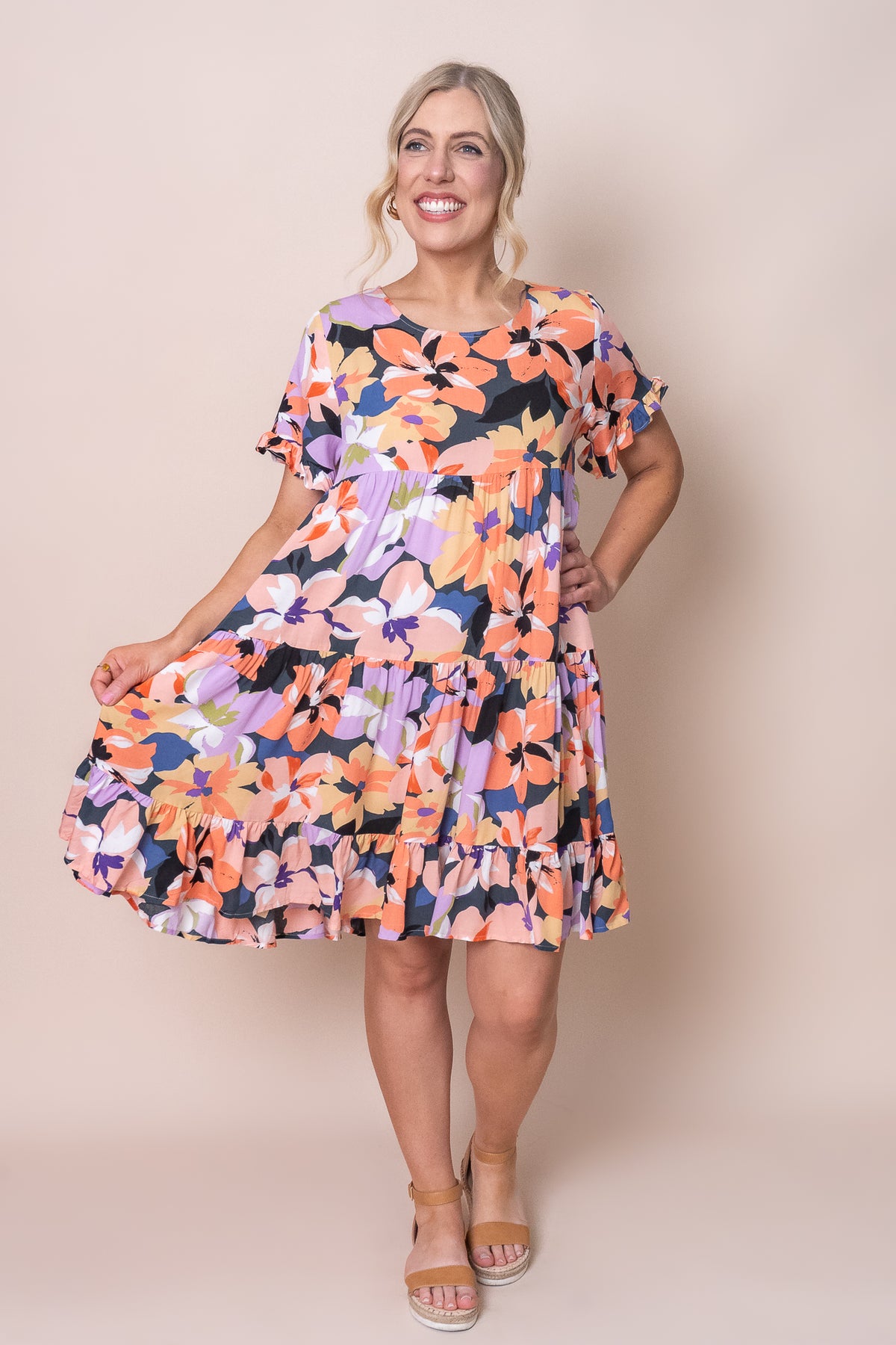 Fleur Dress in Orange Multi