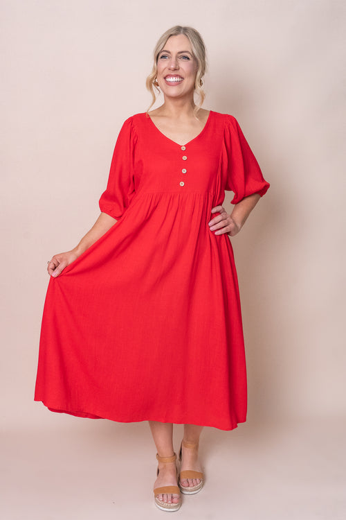 Emery Midi Dress in Red
