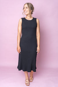 Amelie Rib Dress in Black - Foxwood