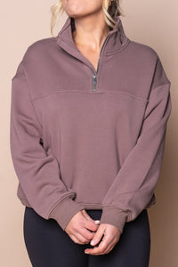 College Zip Crew in Mocha - Foxwood