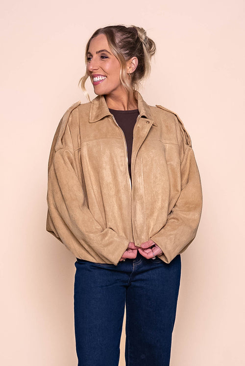 Rhianna Bomber Jacket in Light Camel