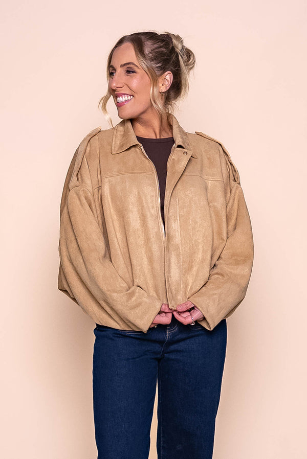 Rhianna Bomber Jacket in Light Camel