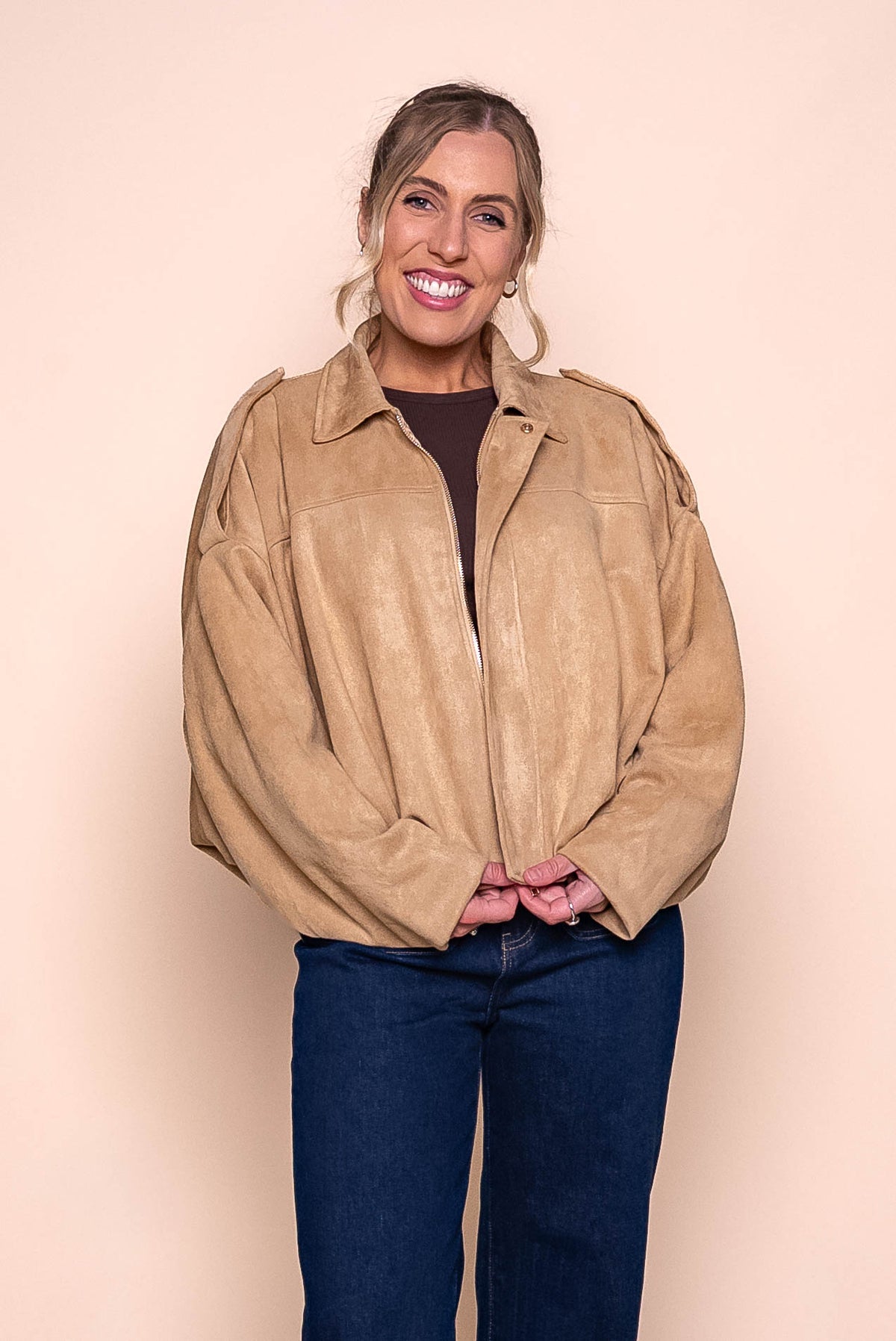Rhianna Bomber Jacket in Light Camel