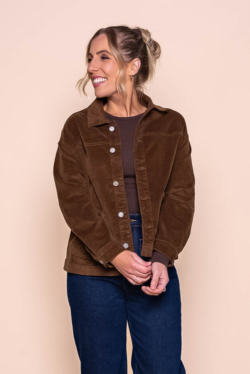 Trinny Stretch Cord Jacket in Fudge Brown