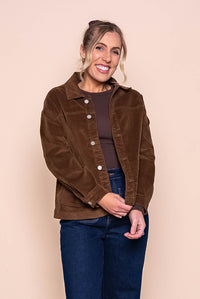 Trinny Stretch Cord Jacket in Fudge Brown