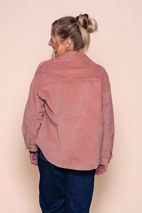 Nadia Stretch Cord Shacket in Dusty Pink