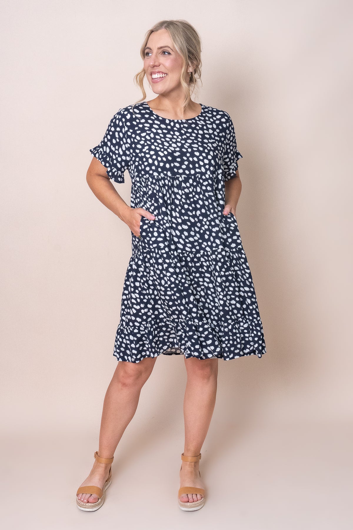 Tia Dress in Navy