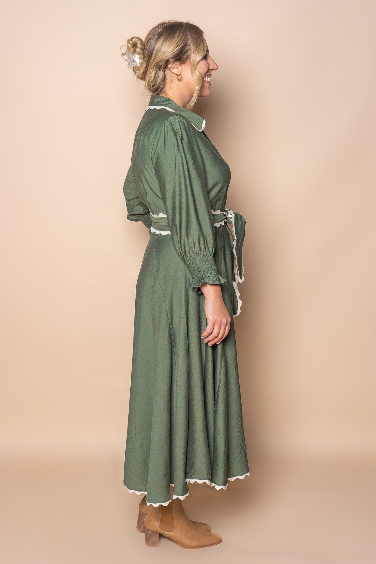 Iggy Midi Dress in Forest Green