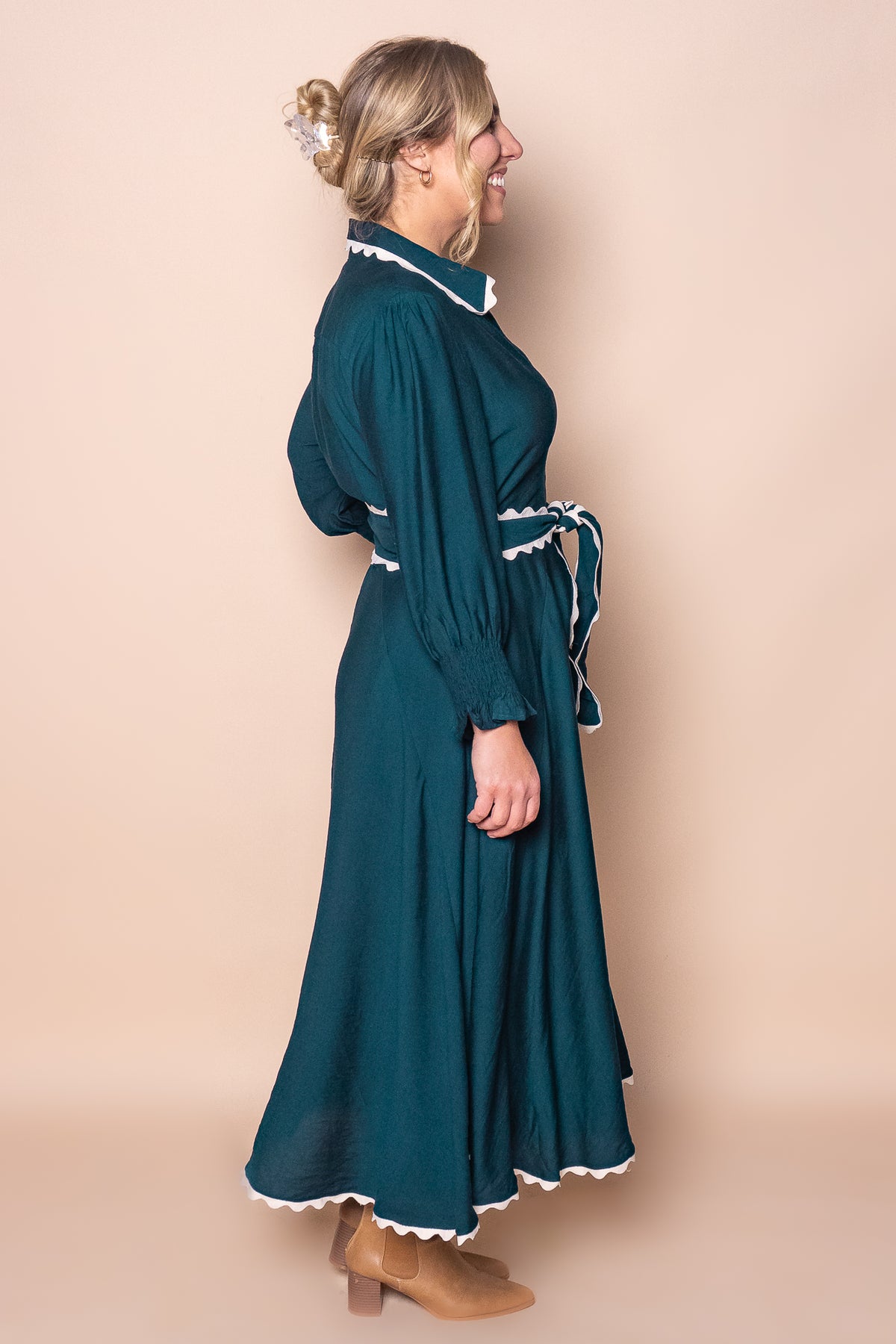 Iggy Midi Dress in Dark Teal