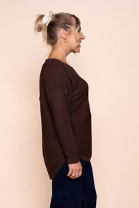 Tilly Lightweight Knit Jumper in Bitter Chocolate