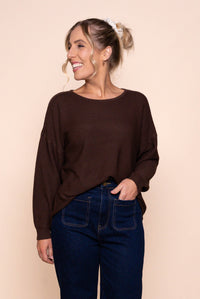 Tilly Lightweight Knit Jumper in Bitter Chocolate