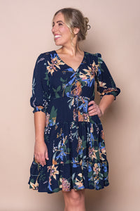Oceana Floral Dress in Navy