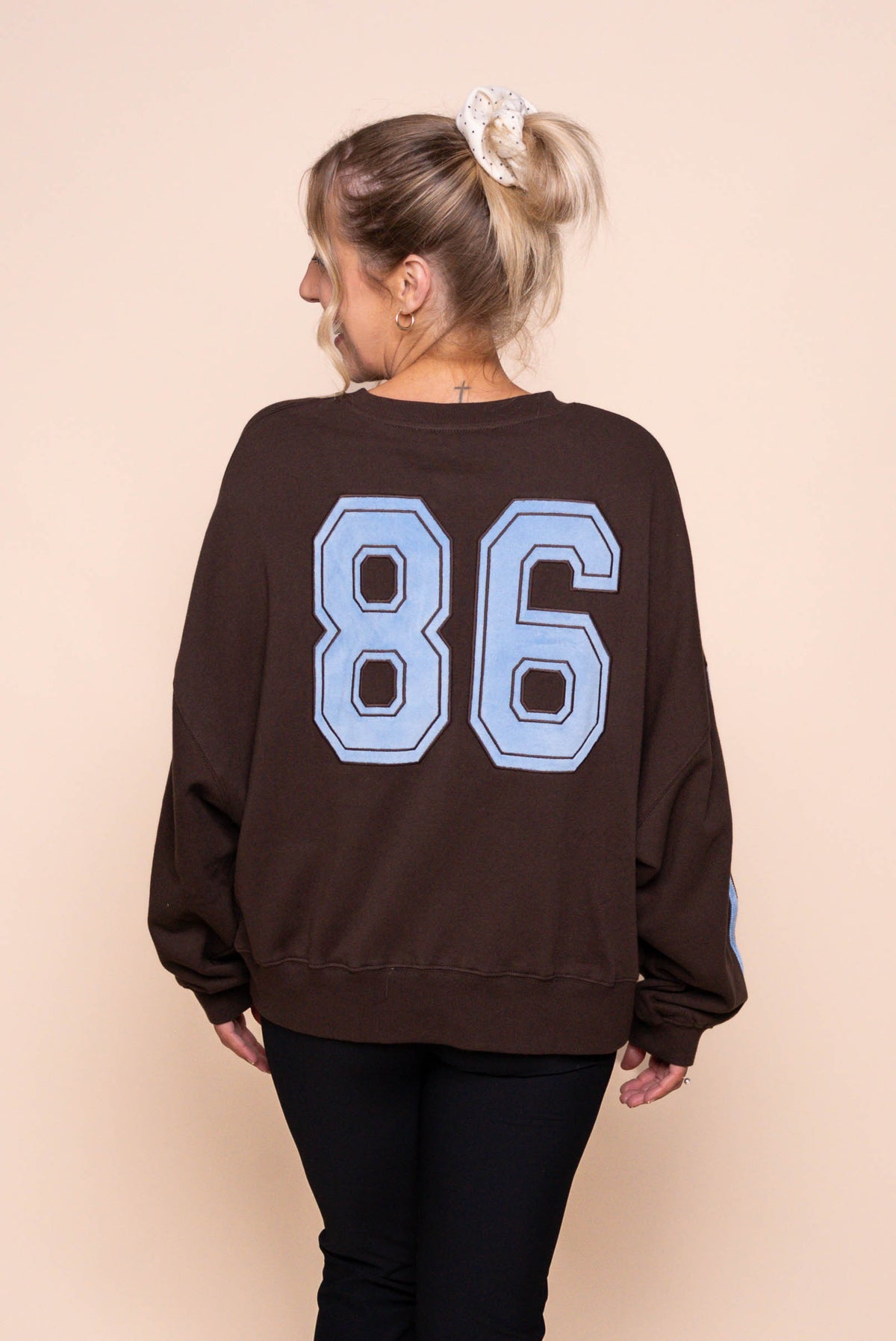 Elevated Sunday Crew in Coffee/Light Blue - Foxwood