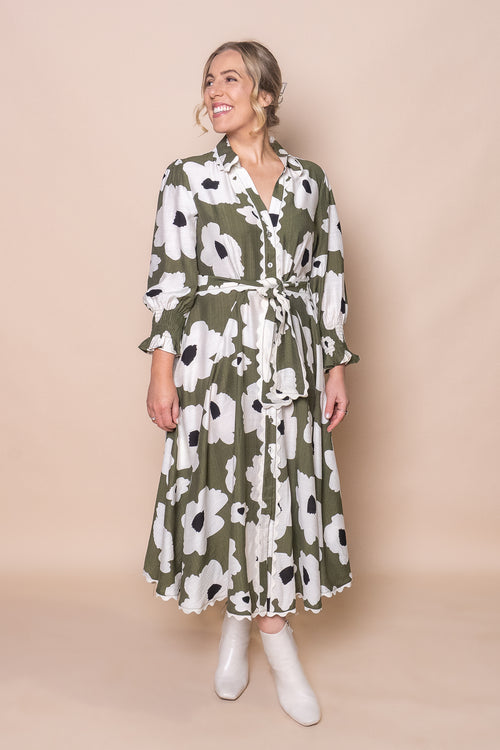 Phaedra Midi Dress in Olive